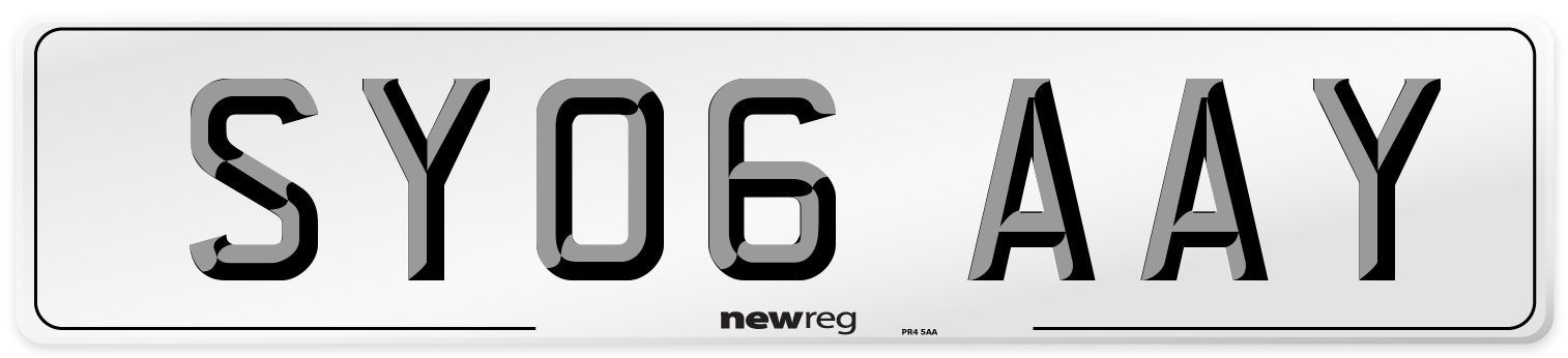 SY06 AAY Number Plate from New Reg